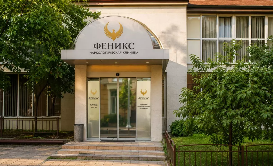 Вход в наркологическую клинику «Феникс» в Богдановиче